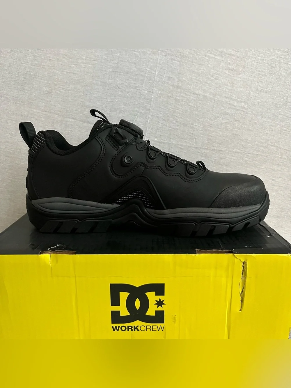 DC Navigator Work Black Sneakers with Gray Accents and BOA Quick Laces